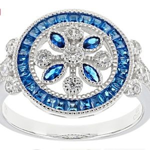 Blue Sapphire & cubic zirconia in.925 Sterling silver